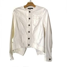 Tess Gibberson White Denim Jacket Coat Size 4 S Cotton Twill Made in USA