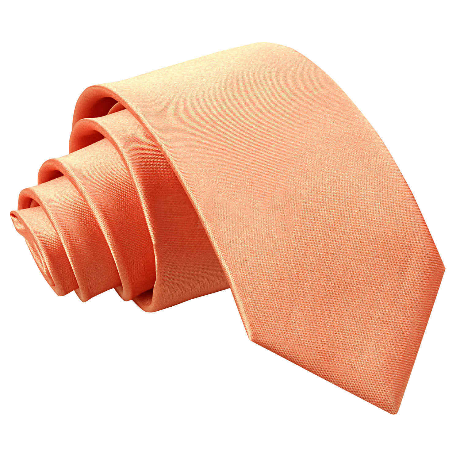Coral Slim Tie Satin Plain Solid Mens Formal Wedding Necktie by DQT