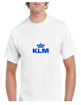 KLM Blue Retro Logo Shirt Dutch Airline Aviation Geek White Cotton T-shirt