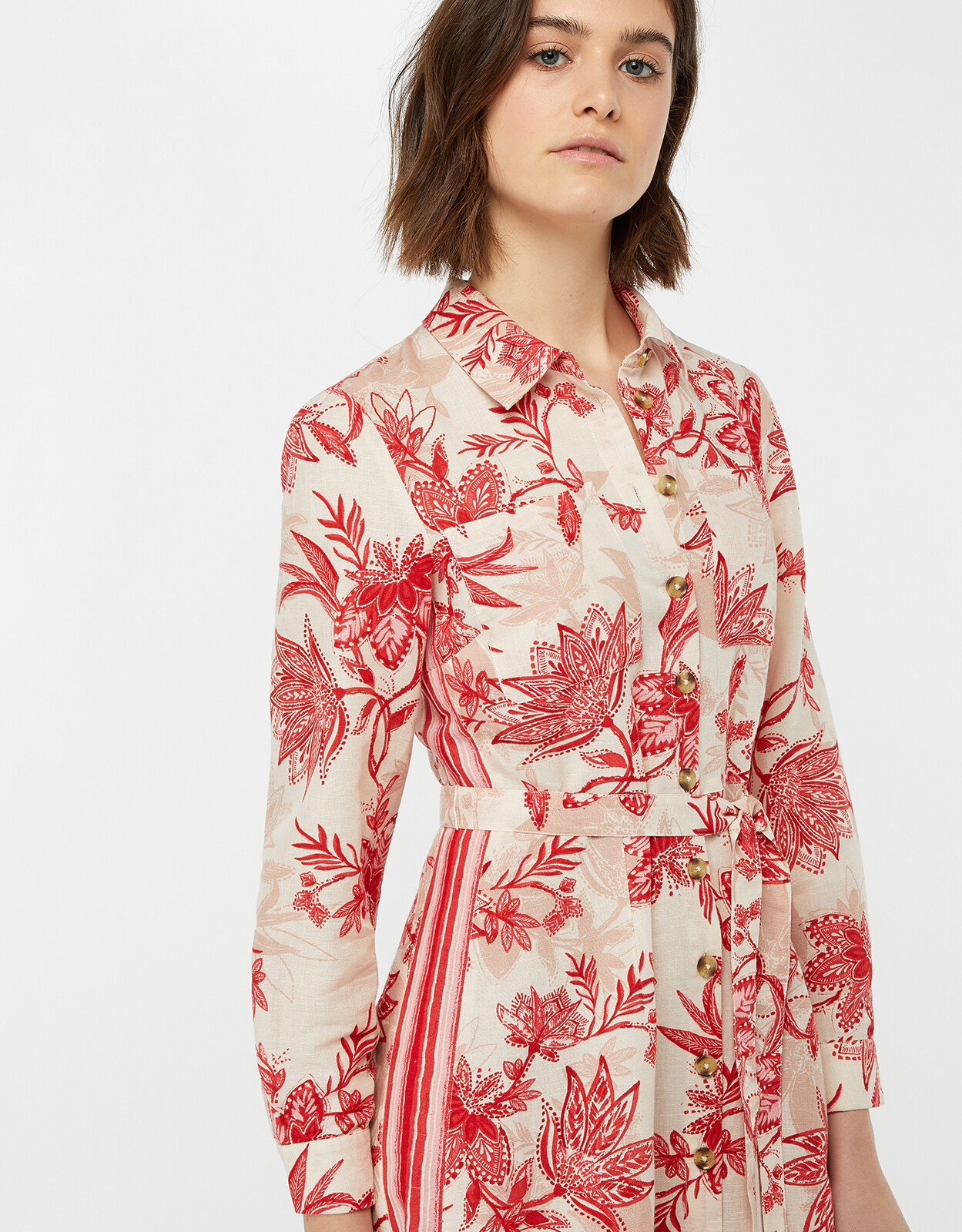 Monsoon Alyssa Print Linen Shirt Dress Size 16 image 6