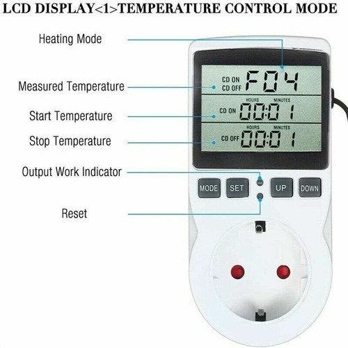 Digital Steckdosenthermostat Thermostat Steckdose Temperaturschalter EU Stecker~ - Bild 4 von 12