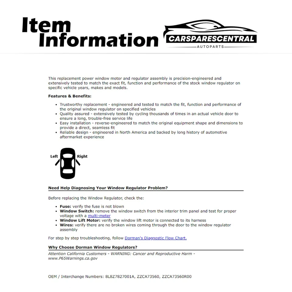 Motor de janela traseira esquerda e conjunto regulador para 2008 Mazda Tribute 2.3L - Imagem 3 de 4