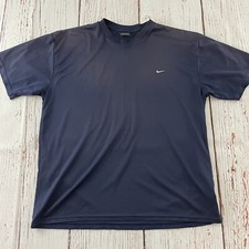 Vintage Nike Essential Check Short Sleeve T Shirt Poly Blue Men's XL Made in USA