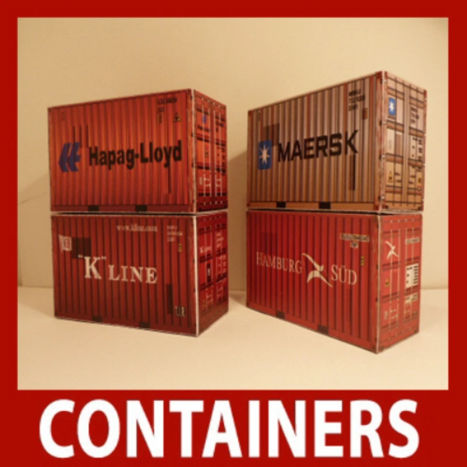 Model Rail Shipping Container Card Kits OO Scale 1:76 x12 Mixed 20ft 40ft 45ft  - Image 3 of 4