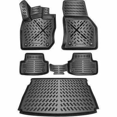 Gummimatten & Kofferraumwanne Set für VW GOLF 8 2020-2025 Nur Mild-Hybrid Schräg