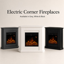 Corner Electric Fireplace Remote Control Triangle LED Log Fire Modern Mantle