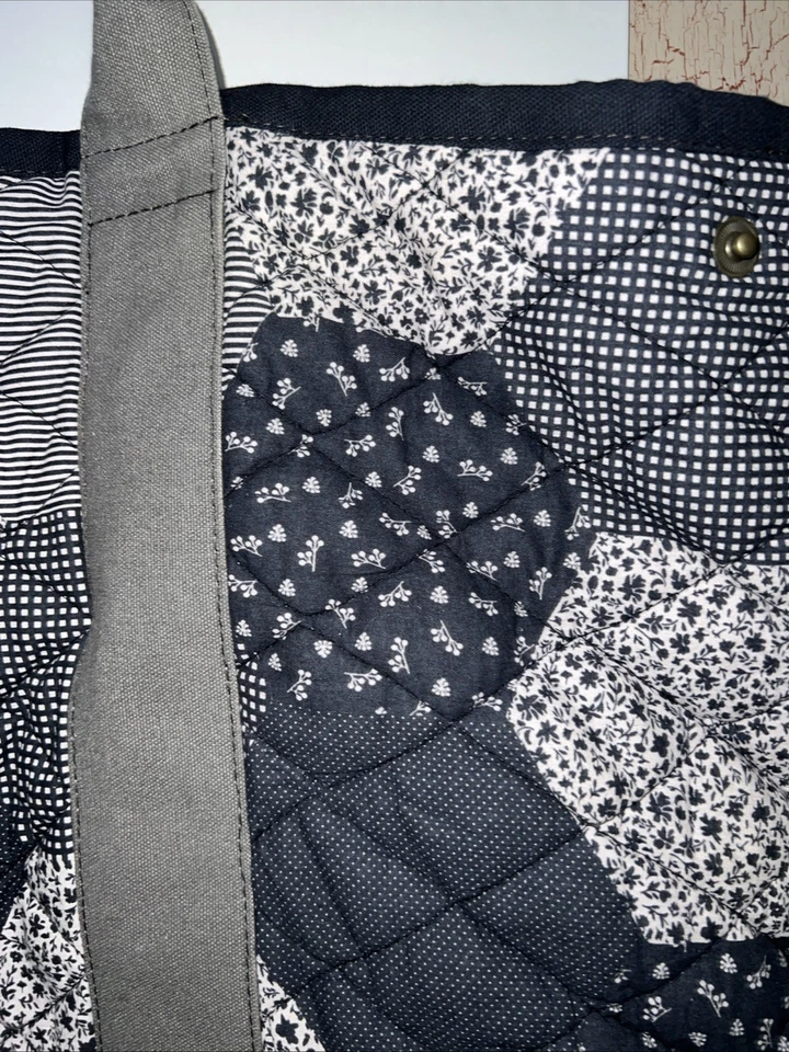 Free People Large Bag Pippa Patchwork Blue 22”Wx15”T W/Accessory Bag 10.5”x8.5” - Image 3 of 4