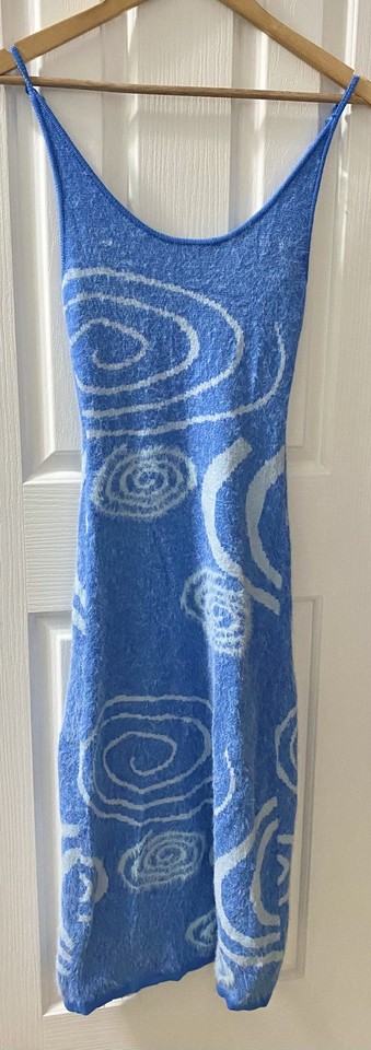 INTERDEE Ladies Blue Swirl Long Knit Warm Dress Size S