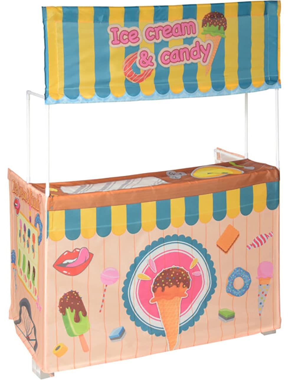 Kid's Ice Cream Candy Play Kiosk Cart Shop Fabric on Plastic Frame