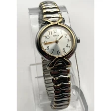 Timex Quartz Womens Elegant Watch 25mm New Battery - Stretch Expansion Band WR