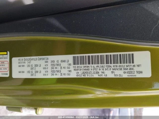 2007 Jeep TJ Rear Right Door Panel Trim Tan Used OEM 412712 Foto 2 de 4