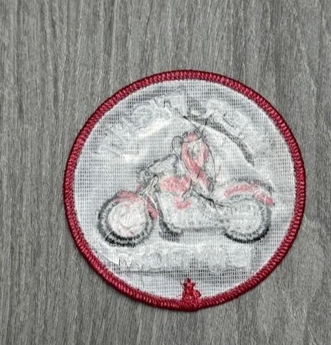 Her Fight Is My Fight Pink Ribbon Motorcycle Biker Embroidered Patch Iron On 3" - Image 3 of 4