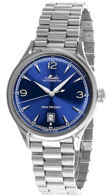 Mido M040.407.11.047.00 Men's Multifort Powerwind 40mm SS Blue Dial Watch