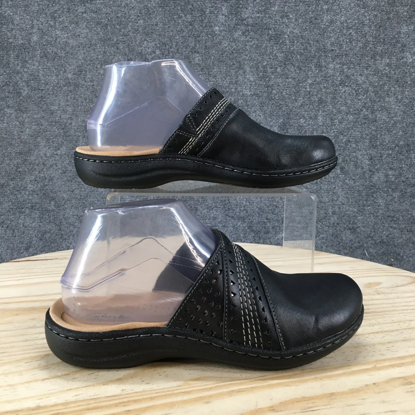 NUOVI sandali Clarks donna 6 M Laurieann Ease Mules ballerine 26172238 pelle nera