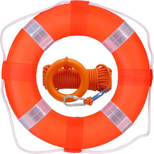 20 Inch Pool Safety Life Preserver Throw Ring Buoy with 98.4FT Floating Rope
