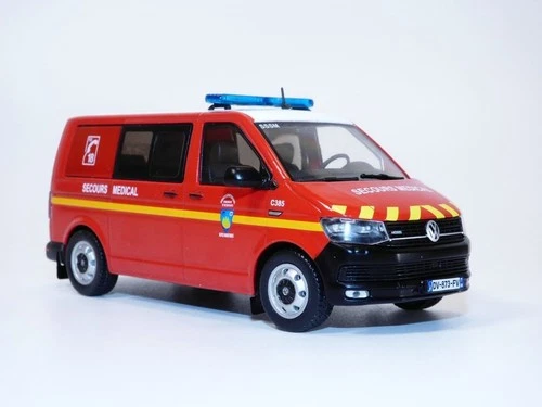 VOLKSWAGEN T6 2015 - Camionnette pompiers SDIS 06 VSM France - 1/43 ODEON 086