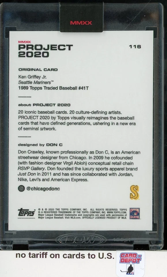 2020 Topps Project 2020 #116 Ken Griffey Jr - Image 2 of 2