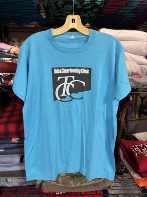 Vintage Screen Stars Shirt Mens Large Blue Tulsa Cheerleading Clinic USA 80s