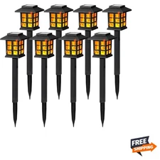 Elegant Solar Garden Lights - 8 Pack Flickering Flame LED with 10 Hours Lighting