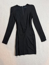 French Connection size 8 black long sleeve plunge bodycon mini dress evening