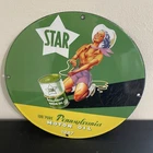 VINTAGE STAR PENNSYLVANIA GASOLINE OIL PORCELAIN SIGN