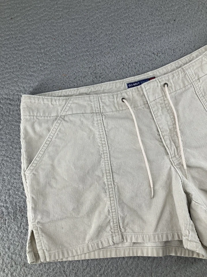 Pantalones Cortos Old Navy Para Mujer 14 Beige Cintura Ultra Baja Pana 100% Algodón Bolsillos Y2K Foto 2 de 4