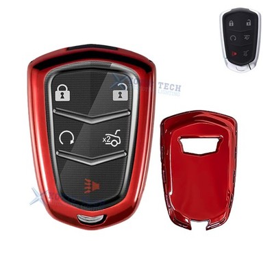 Red Soft TPU Remote Control Smart Key Fob Cover For Cadillac ATS CT6 Escalade