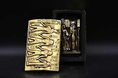 Queen Cleopatra & Hathor Jewelry Box Handcrafted Egyptian Stone Box