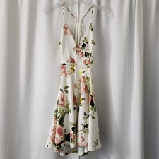 Small Windsor White Pink Yellow Floral Mini Dress - Lace Back