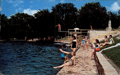 #ad New Braunfels TX Texas Landa Park Swimming Pool c1950 60s Vintage Postcard $9.89