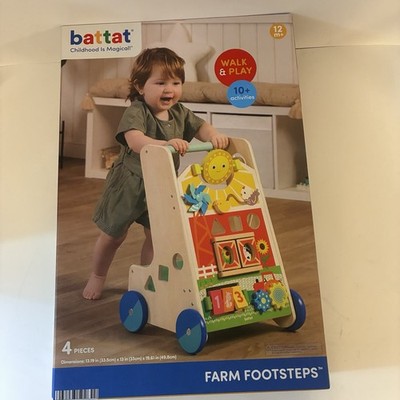 Battat Farm Footsteps Wooden Activity Baby Toddler Walker 12 Months+ NEW