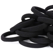 50PCS Black Hair Ties for Women, Cotton Seamless Hair Bands, Elastic Ponytail Ho