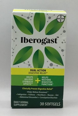 6/26 Iberogast Dual Action Digestive Relief, Daily Herbal 30 Softgels EXP 6/26