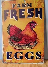FRESH EGGS 11" x 8" Metal Sign Chicken Farmer Advertising