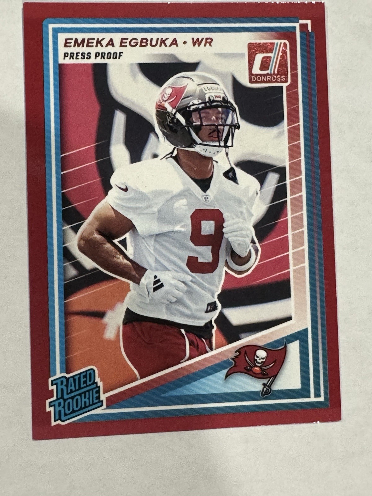 2025 Panini Donruss #375 Emeka Egbuka Rated Rookie Press Proof Red - Buccaneers