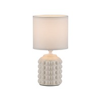 Tischleuchte Stoffschirm Beige Weiß E14 H= 26Cm Schnurschalter Tischlampe Klein