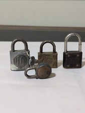 Lot Of 4 Vintage Padlocks Various Types And Materials 1 W/ Key Others No Key
