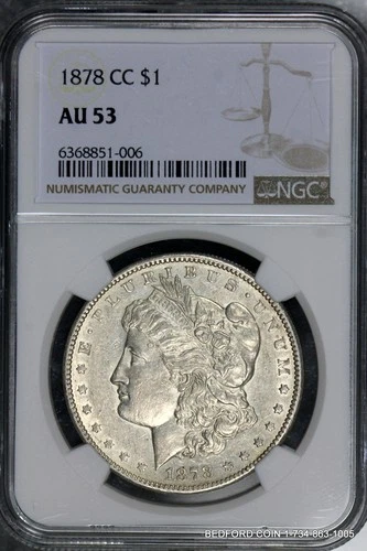 NGC AU53 1878-CC MORGAN SILVER DOLLAR ABOUT UNCIRCULATED $1  (BC06)