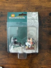 Santa’s Workbench Collection Accessories Dog Pulling Kids In Sled Figurine used