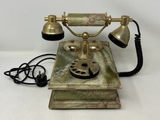 Vtg Marble Onyx Alabaster Rotary Telephone Dial Phone w/ Double Bells Untested