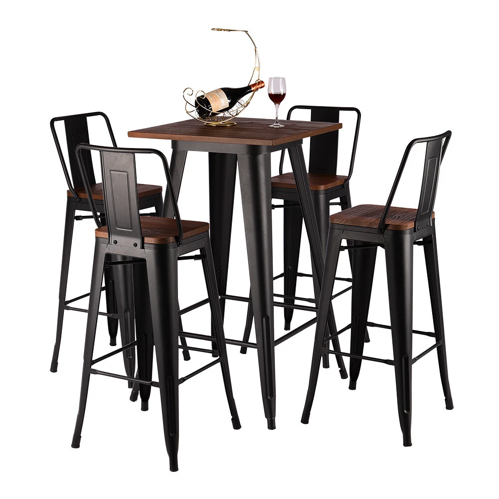 Bar Counter Table Stool Cafe Milk Tea Shop Pub High Table Chairs Metal Frame