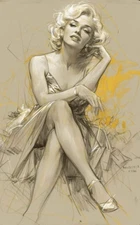 Pin-Up Art  Sexy Vintage Type Girl  Excellent Condition  APROX 6" by 4'' PHOTO 1