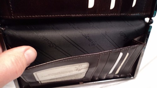 Cartera sin asas Scully 728 marrón de cuero italiano para mujer con marco - Imagen 4 de 6