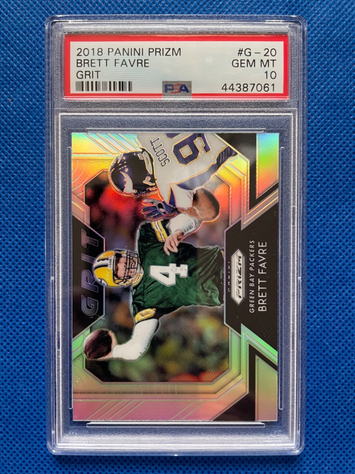 2018 Panini Prizm Silver Brett Favre GRIT HOF Packers #G-20 (PSA Gem-MT 10)