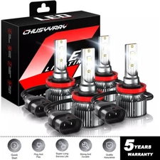 For Chrysler Town & Country 2010-2016 4X H11+H11 LED Headlights high Low Beam