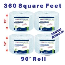 Recycled Grade - 12" Medium (5/16) American Bubble Boy Bubble Wrap- 360 Square f