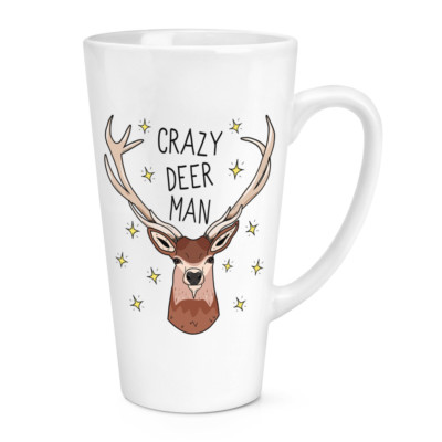 Crazy Deer Man 17oz Large Latte Mug Tasse - Lustiger Hirsch Witz Tier