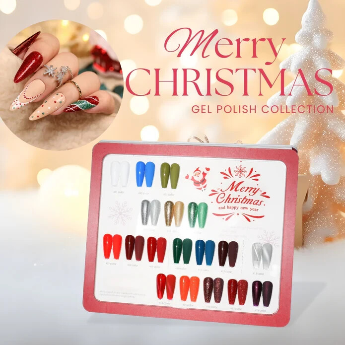DM Professional Nail set 18 gels+6 bags Nail design Christmas 2024
