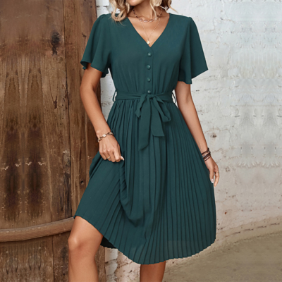 Women's Dress New Summer Temperament Pressed Pleated French