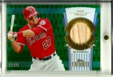 Mike Trout 2014 Topps Tribute Titans Green Game Used Bat Relic SP # 11/25 Angels